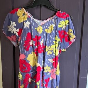 Grey's Anatomy Blue and Pink Floral Scrub Top